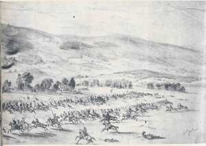 The Charge of the Federal Cavalry at Upperville, June 21, 1863, Edwin Forbes